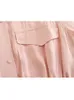 Women's Leather Faux TRAF Pink Bomber Jacket for Women High Quality Coat Vintage Spring Summer Female Fashion Long Sleeve Loose Top 231020