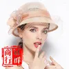 Berets x4123 retro brytyjska zasłona fascynatorzy lnianej gazy Kobiety Mesh Hat Ladies Banquet Sun Shade Summer Millinery