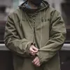 Herrtröjor tröjor våren hösten retro last dragkropp arbetskläder armé pullover hood hoddies militär man