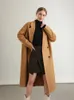 Women's Wool Blend 100 Loose Lapel Coat Long DoubleBreasted Overcoat Turndown Collar Pocket Double Layer N Notch Fall Winter 03 231020