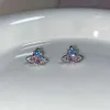 Heart pounding~Empress Dowager Saturn planet full of diamond earrings super sparkling sweet and cool Korean INS high-end earrings and earrings female