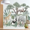 Wall Stickers Jungle Animals Height Measure Wall Stickers for Kids Rooms Boys Girls Baby Room Safari Giraffe Elephant Growth Chart Wallpaper 231020