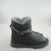 Laarzen 2023 Hoge Kwaliteit Strass Gesp Decoratie Vrouwen Natuurlijke Wol Echt Leer Sneeuw Winter Warme Echte Schoenen