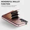 PU LEATHER Organkort Holder Wallet Case för Samsung Galaxy S23 Fe S22 Ultra S21 S20 Obs 20 A54 A73 A53 A14 Metalltelefonskydd