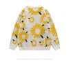 Autumn and Winter Sunflower Embroidery Lazy Sweaters for Men Bf Hip Fashion Long Sleeve Knitwear