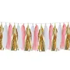 زخرفة الحفلات 5 PC Pet Paper Tassel Garland Rose Gold Pink Dot Banner for Wedding Birthday Diy Decord Decor