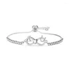 Charm Bracelets Cubic Zirconia Stones I Love You Infinity Bracelet Women Lover CZ Stone Brass Forever Affection Adjustable Jewelry Present