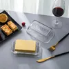 Platos para decoración de pasteles y queso, plato de mantequilla transparente con tapa de vidrio blanco, mantiene fresco, Simple, cocina, comedor, Bar, accesorios de almacenamiento