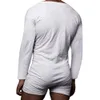 Men's Sleepwear Underwear Men's Sexy Pajamas Sets Onesie-s Men Long Sleeve Solid Color Romper Single-breasted Jumpsuit Sleepwear Nightwear 231021