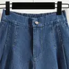 Kvinnors shorts tigena plus storlek 5xl denim kvinnor 2023 sommarkoreanska avslappnade solid hög midja veckade jeans kvinnliga korta byxor flickor