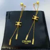 CELI ear Stud mujeres pendientes de diseño letras dobles Perlas 18k chapado en oro CZ moda joyería de boda pendiente collar conjunto regalos al por mayor