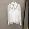 G247 luxury Designer High quality Women's Elegent Mesh Shirts Early Autumn Latern Sleeve Embroidery Lace Blouse Fashion High End Loose Shirt