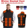 Mäns västar uppvärmda väst USB Intelligent Dual Control Switch 9-11-21 Zone Uppvärmd väst Uppvärmd jakt Vest Winter Men's Women's Warm Vest M26 231020