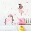 Wall Stickers Cartoon White Ballerina Girl Swan Flower Wall Stickers for Kids Room Baby Girls Room Decoration Wall Decals Room Interior 231020