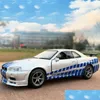 DIECAST Model Cars Diecast Model High Dimation 1 36 Nissan GTR R34 Skyline Ares Diecasts Pojazdy zabawkowe Metalowy i wściekły samochód K DHF9N