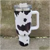 Water Bottles 40Oz 3D Leopard Stainless Steel Tumblers With Handle Bottle Portable Outdoor Sports Cup Beer Mug Insation Travel Vacuu Dhuyl