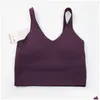 Yoga Outfit Lu-088 Femmes Sports Yoga Soutien-gorge Y Débardeur Gilet serré avec coussin de poitrine sans beurre doux athlétique Fitness Vêtement Logo personnalisé Spor DH8H2