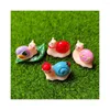 Fleurs décoratives mignon Mini dessin animé résine escargot ornement Miniature Figurine fée Animal maison jardin décoration artisanat cadeau 28 35mm