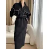 Tvådelad klänning 80 Bomull 2023 Spring Small Lapel Suit Women's Casual Lazy Trend Ins Loose Half Zipper Tröja Dress Ladies Two Piece 231021