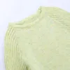 Women's Sweaters Round Neck Flared Sleeves Sweater 23 Autumn Fashion Gradient Green Pullovers Knit