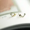 Studörhängen Goldtutu 9K Solid Gold Meteor Crystal Shooting Star Earring Jewelry Minimal Dainty Bride Bridesmaid