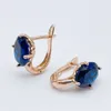 Dangle Earrings Fashion Oval Women Gem 585 Rose Gold Color Drop Simple Royal Blue Zircon Daily Vintage Jewelry