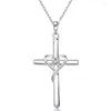 Pendant Necklaces CAOSHI Chic Fashion Cross Necklace For Women Silver Color Jewelry Lady Trendy Party Accessories With Bright Zirconia