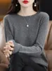 Damen Strick T-Shirts Aliselect Mode 100 % Merinowolle Kaschmir Damen Strickpullover O-Ausschnitt Langarm Pullover Herbst Kleidung Jumper Top 231021