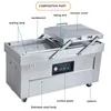 Double Chamber Vacuum Packing Machine High Efficiency Vacuum Packer Equipment Stainless Steel Chamber Vacuum Sealer