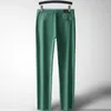 Pantalon homme printemps été élastique décontracté coton haute qualité affaires mode couleur unie mâle vert pantalon 231021