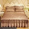 Jupe de lit 3 pièces couvre-lit sur le lit jupe de lit en dentelle de luxe épaissir beau linge de lit Cal literie draps maison couvre-lits QueenKing taille 231021