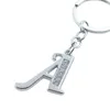 Keychains Fashion Crystal Initial Capital Letter Keychain Rhodium Plated Alloy Key Chains Metal Name Ring For Women And Men