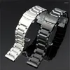 Oglądaj zespoły Pasmo ze stali nierdzewnej Kobiety Mężczyznę Metal Watchband Link Bransoletka 18 mm 20 mm 22 mm 24 mm szczotkowane akcesoria Srebrne czarne