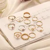 Cluster-Ringe 13 Teile/satz Frauen Mode Herzen Fatima Hände Jungfrau Maria Kreuz Blatt Hohl Geometrische Kristall Ring Set Hochzeit Schmuck