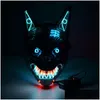 Party Masks Party Masks Wolf Scary Animal Led Light Up For Men Women Festival Cosplay Halloween Costume Masquerade Parties Carnival 23 Dhui2