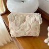 Sacs de rangement portables à fleurs douces pour femmes, trousse de maquillage, sac à cosmétiques de grande capacité pour dames, pochette en coton matelassé, sac à main