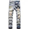 Jeans firmati pantaloni da uomo pantaloni di lino Hip Hop Uomo Jeans bianchi neri Jeans strappati strappati slim fit Denim da moto per uomo Pantaloni stile street