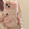 Custodie per cellulari coreano caldo inverno 3D cartone animato simpatico peluche cuore amore custodia morbida per IPhone 14 Pro Max 15 13 12 11 cover posteriore antiurto 231021