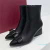 2023-Bottes Femmes Plateforme Court Boot Designer Mode Cuir Chunky Talons