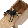 Brinquedos engraçados Truque de brincadeira de madeira Prático Joke Home Office Scare Toy Box Gag Spider Kid Pais Amigo Engraçado Jogar Presente Surpreendente Brinquedos G Dhqfc