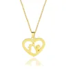 Pendentif Colliers Collier Pour Femmes Coeur En Acier Inoxydable Personnalisé Gravé Image Creux Amoureux Cadeaux De Noël