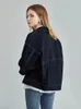 Femmes mélanges de laine Imitation Denim veste femmes printemps automne vestes courtes pour la mode polyvalent costume col haut ample manteau Streetwear 231021