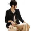 Wełniana mieszanka Koreańska Tweedowa kurtka Elegancka mieszanka z Pocketsfemale 2023 Autumn Single Berwear Office Lady 231020