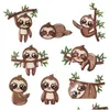 Sloth Embroideredes Sewing Notions Cute Animal Iron On Applique Repair Diy Crafts Gifts For Kids Clothing Jacket Backpack Shoes Dro