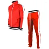 Herrspårssatser Set 2 stycken jacka byxor Fasion Casual Zipper Sports kostym Omme Patcwork Sportwear Streetwear Mens Cloltin