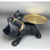 Decorative Objects Figurines Cool French Bulldog Butler Decor with Tray Big Mouth Dog Statue Home Decor Storage Box Animal Resin Sculputre Figurine Art Gift 231021