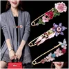 Pins Brooches Fashion Shawl Flower Brooch For Women High Quality Cor Tip Large Pins Jacket Anti-Glare Silk Scarf Buckle Jewelry Dro Dhhfm