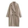 Misto lana da donna PB ZA 2023 Autunno Inverno Cappotto di lana unisex di media lunghezza con giacca a vento doppio petto 231020