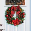 Decorative Flowers Holiday Bowknot Wreath Festive Wreaths Plaid Pine Cone Needle Ball Berry Decorations For Indoor Christmas