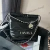 Kids Bags CC Bag 22 Mini Quilted Shopping Black Bags Classic Round Real Leather Strap Silver Metal Hardware Matelasse Chain Crossbody Shoulder Handbag With Coin Char